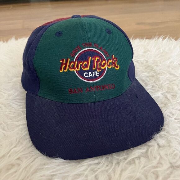 90s Hard Rock Cafe San Antonio Love All Serve All Color Block Snapback Hat - Picture 1 of 8